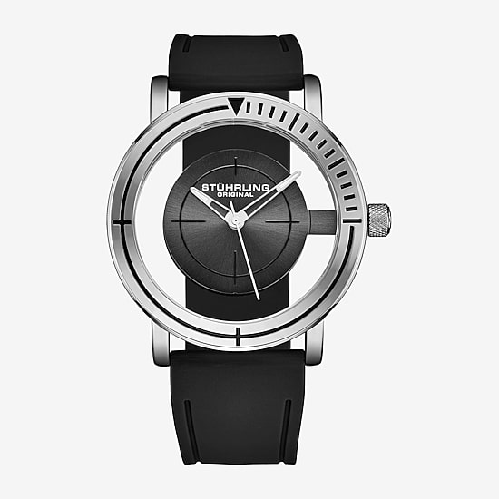 Stuhrling Aviator Mens Black Strap Watch 3915 2