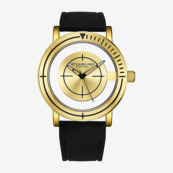 Stuhrling Aviator Mens Black Strap Watch 3915 4