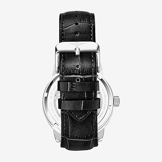 Stuhrling Mens Automatic Black Leather Strap Watch 3917 1