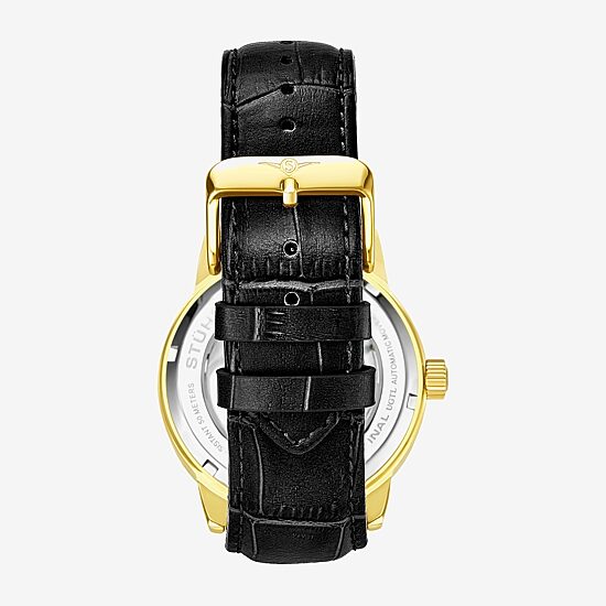 Stuhrling Mens Automatic Black Leather Strap Watch 3917 2