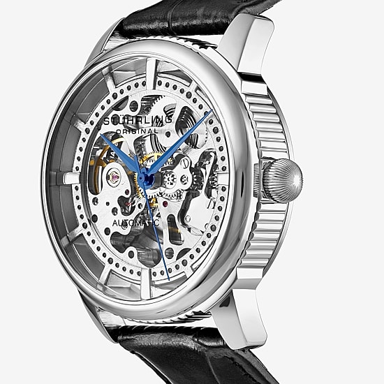 Stuhrling Mens Automatic Black Leather Strap Watch 3933 1