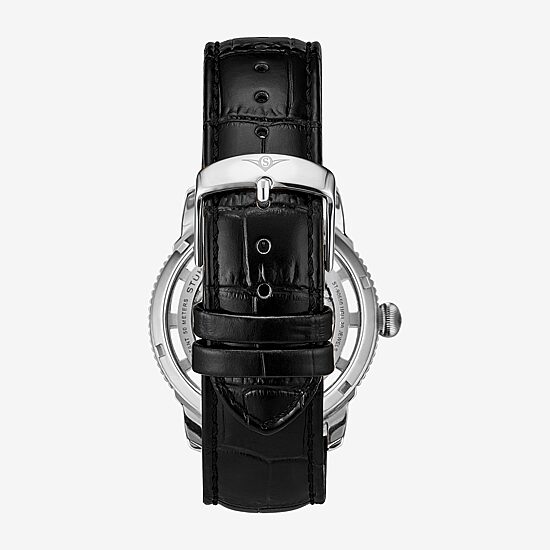 Stuhrling Mens Automatic Black Leather Strap Watch 3933 1