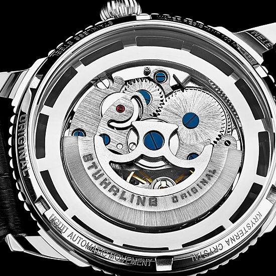 Stuhrling Mens Automatic Black Leather Strap Watch 3933 1