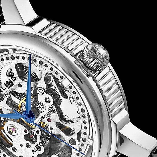 Stuhrling Mens Automatic Black Leather Strap Watch 3933 1