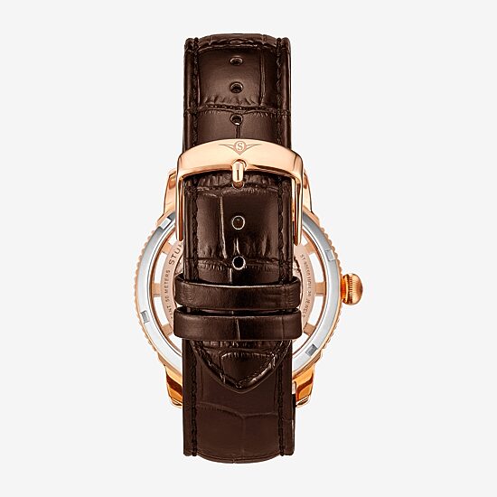 Stuhrling Mens Automatic Brown Leather Strap Watch 3933 4