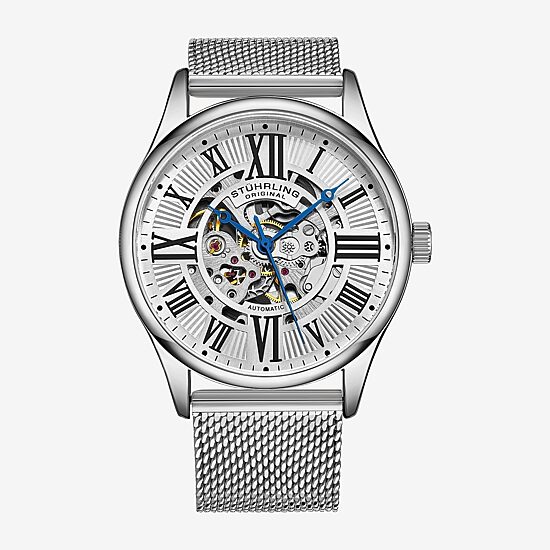 Stuhrling Mens Automatic Silver Tone Stainless Steel Strap Watch 3942m 1