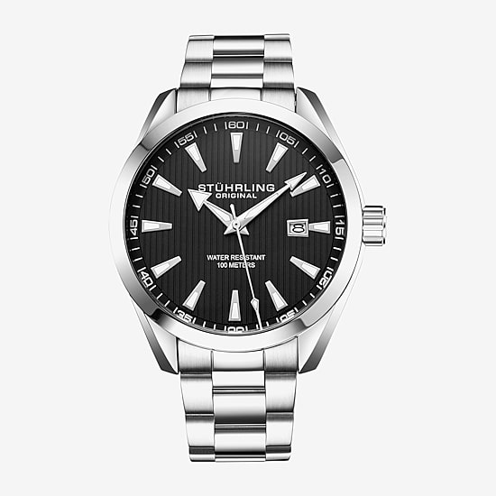 Stuhrling Mens Silver Tone Stainless Steel Bracelet Watch 3953 1
