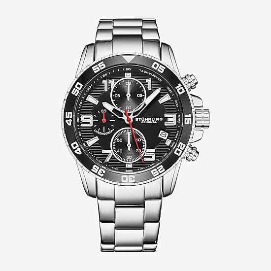 Stuhrling Mens Chronograph Silver Tone Stainless Steel Bracelet Watch 3957 1