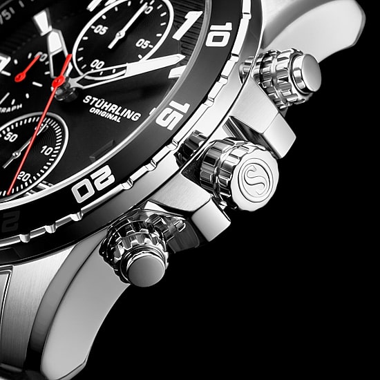Stuhrling Mens Chronograph Silver Tone Stainless Steel Bracelet Watch 3957 1