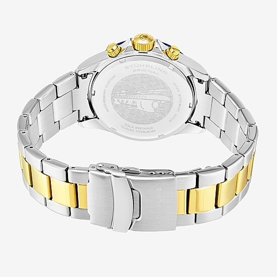 Stuhrling Mens Chronograph Two Tone Stainless Steel Bracelet Watch 3960 6