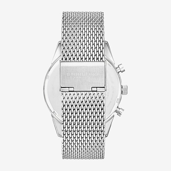 Stuhrling Mens Chronograph Silver Tone Stainless Steel Strap Watch 3975 1