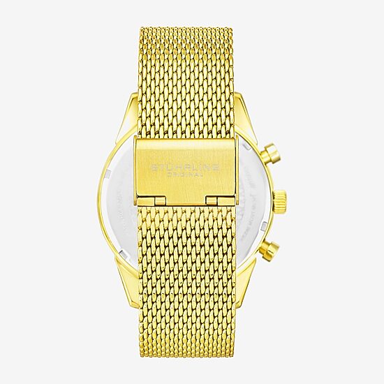 Stuhrling Mens Chronograph Gold Tone Stainless Steel Strap Watch 3975 7