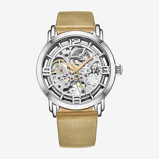 Stuhrling Womens Automatic Yellow Leather Strap Watch 3982 1