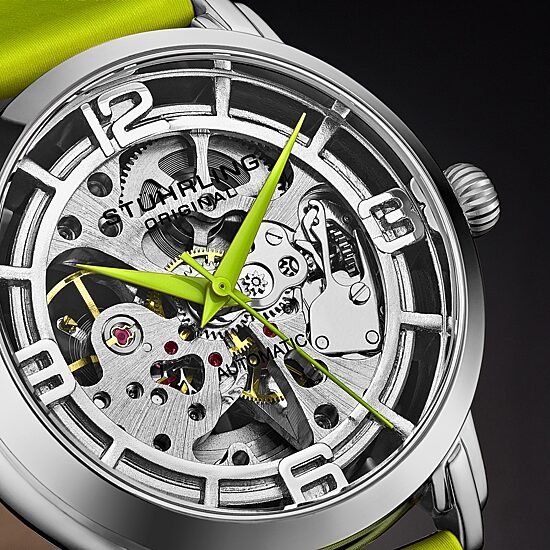 Stuhrling Womens Automatic Green Leather Strap Watch 3982 2