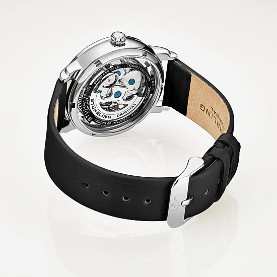 Stuhrling Womens Automatic Black Leather Strap Watch 3982 4