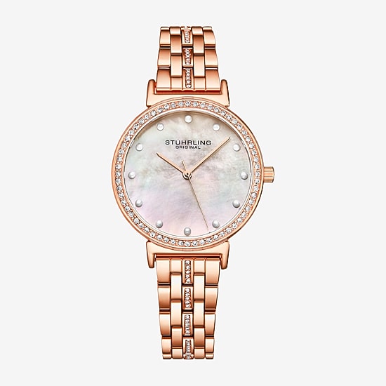 Stuhrling Womens Rose Goldtone Stainless Steel Bracelet Watch 3988 3