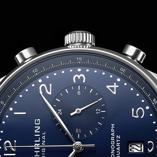 Stuhrling Mens Chronograph Blue Leather Strap Watch 4012 3