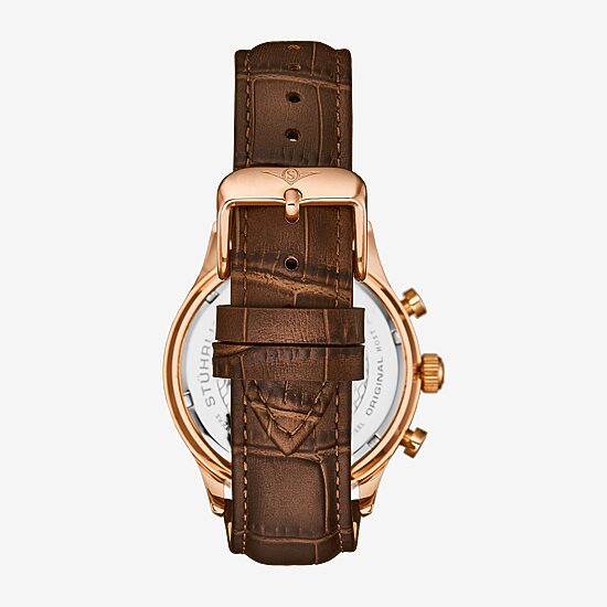 Stuhrling Mens Chronograph Brown Leather Strap Watch 4012 4