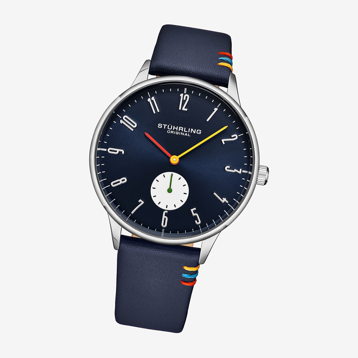 Stuhrling Mens Blue Leather Strap Watch 4026 2