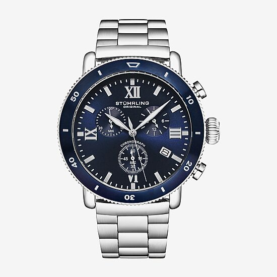 Stuhrling Mens Chronograph Silver Tone Stainless Steel Bracelet Watch 4040 2