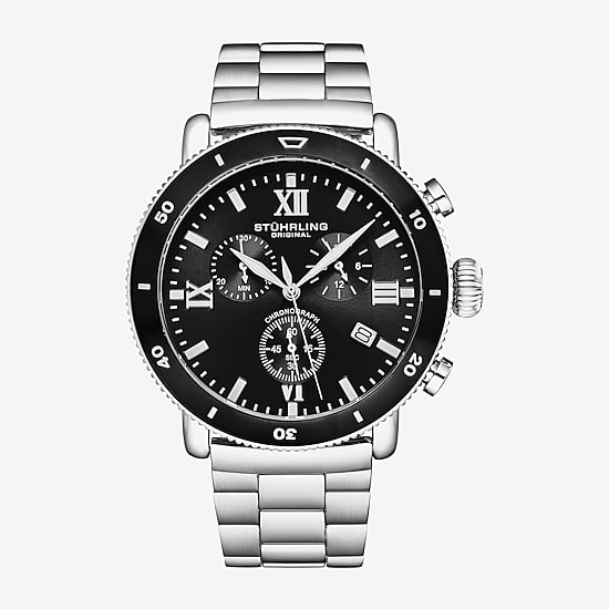 Stuhrling Mens Chronograph Silver Tone Stainless Steel Bracelet Watch 4040 3