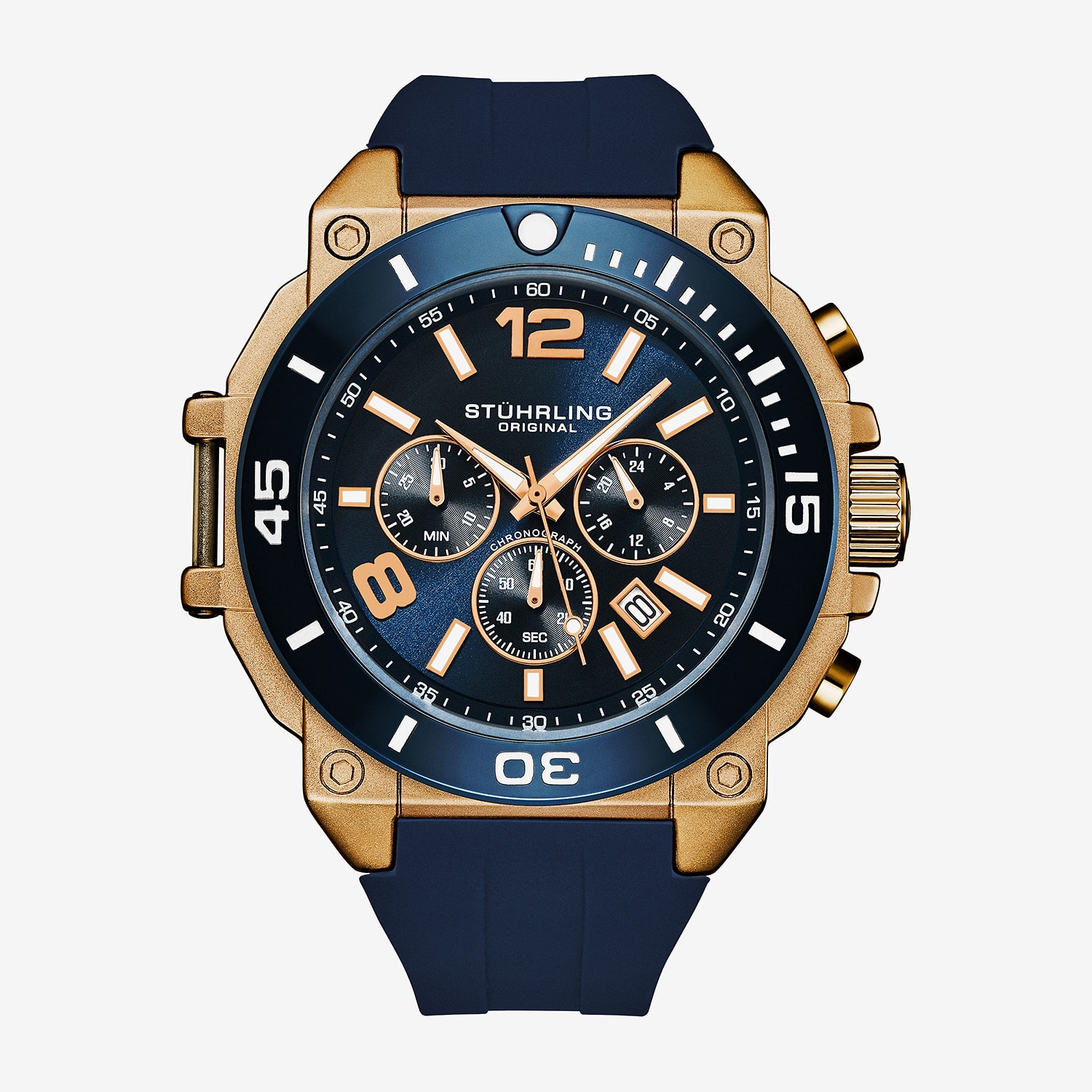 Stuhrling Mens Blue Strap Watch 4054 3