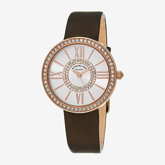 Stuhrling Womens Brown Leather Strap Watch 566 05