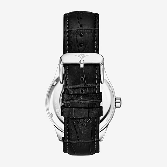 Stuhrling Mens Automatic Black Leather Strap Watch 3947 2