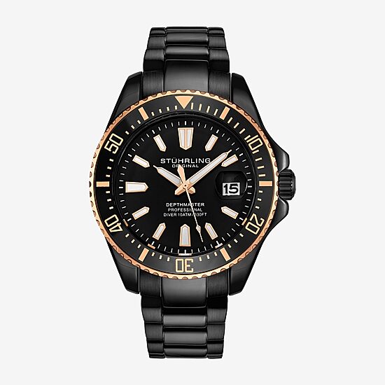 Stuhrling Mens Black Stainless Steel Bracelet Watch 3950a 9