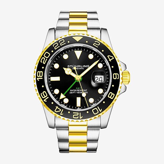 Stuhrling Mens Gold Tone Stainless Steel Bracelet Watch 3965 3