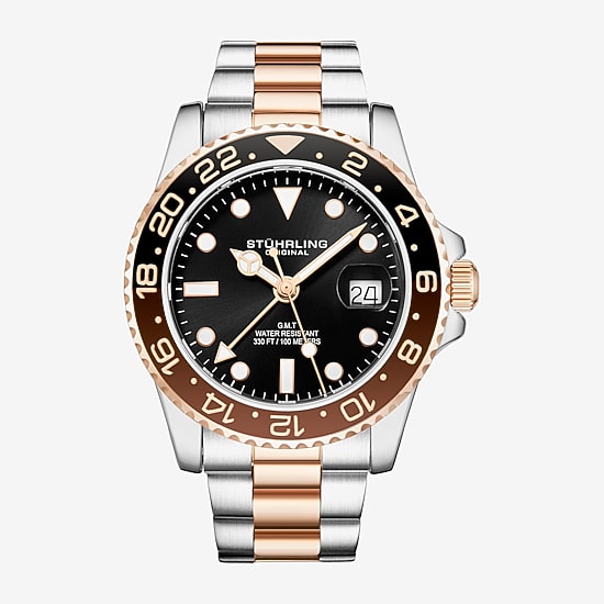 Stuhrling Mens Rose Goldtone Stainless Steel Bracelet Watch 3965 4