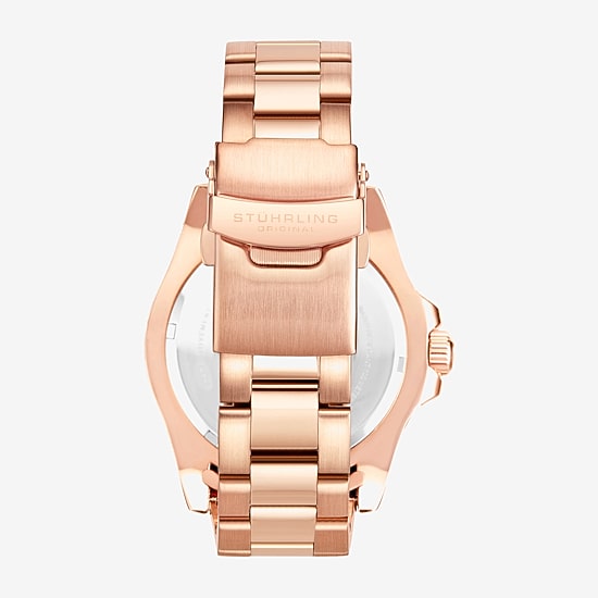 Stuhrling Mens Rose Goldtone Stainless Steel Bracelet Watch 3965 5