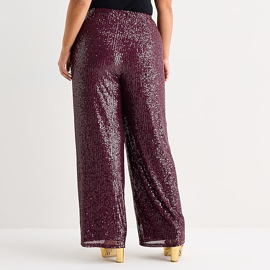 Premier Amour Womens Plus Wide Leg Pull-On Pant