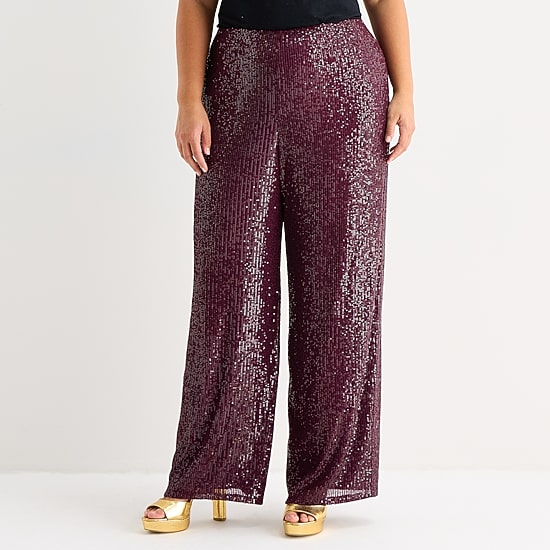 Premier Amour Womens Plus Wide Leg Pull-On Pant