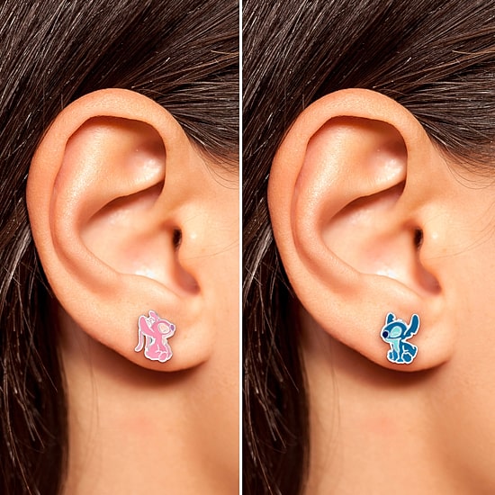 Sterling Silver 12.9mm Lilo & Stitch Stud Earrings