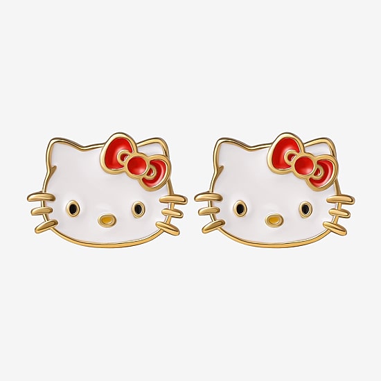 14K Gold Over Silver 6.4mm Hello Kitty Stud Earrings