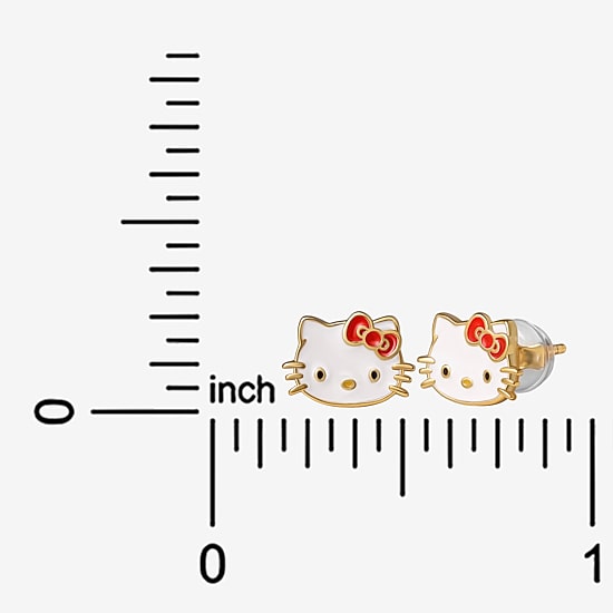 14K Gold Over Silver 6.4mm Hello Kitty Stud Earrings