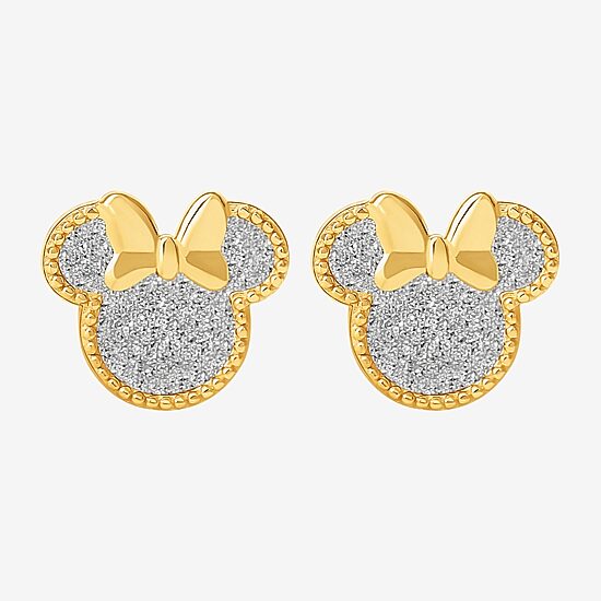 14K Gold Over Silver 8.9mm Minnie Mouse Stud Earrings