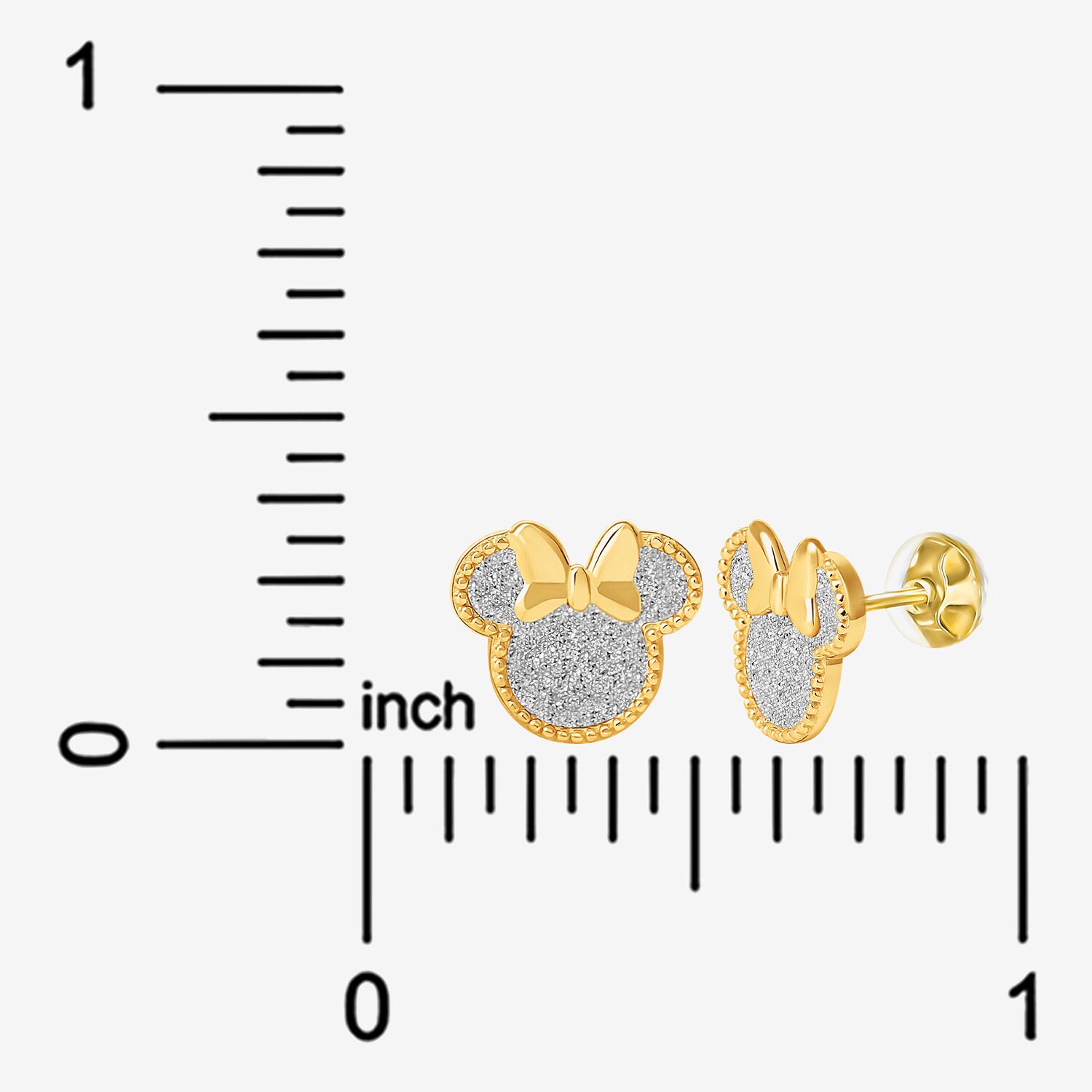 14K Gold Over Silver 8.9mm Minnie Mouse Stud Earrings