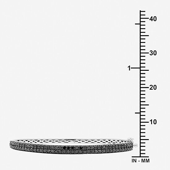 Womens 2 CT. T.W. Natural Black Diamond Sterling Silver Round Bangle Bracelet