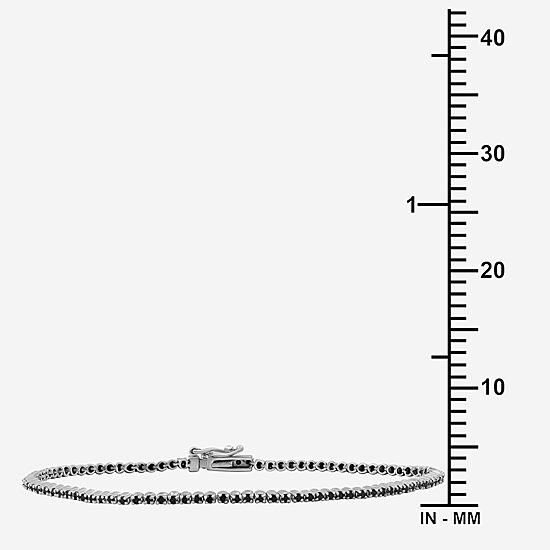 Womens 1 CT. T.W. Natural Black Diamond Sterling Silver Round Tennis Bracelet