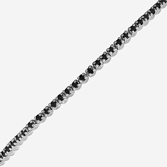 Womens 1 CT. T.W. Natural Black Diamond Sterling Silver Round Tennis Bracelet
