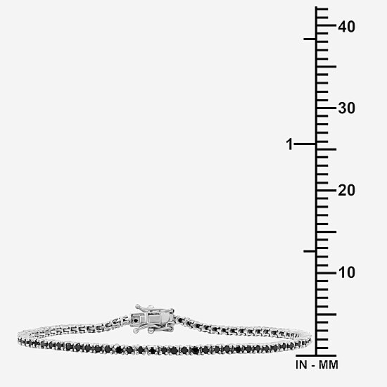 Womens 2 CT. T.W. Natural Black Diamond Sterling Silver Round Tennis Bracelet