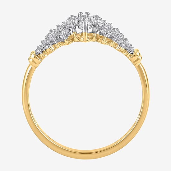(I, I2) Womens 3/8 CT. T.W. Lab Grown White Diamond 14K Gold Over Silver Cluster Cocktail Ring