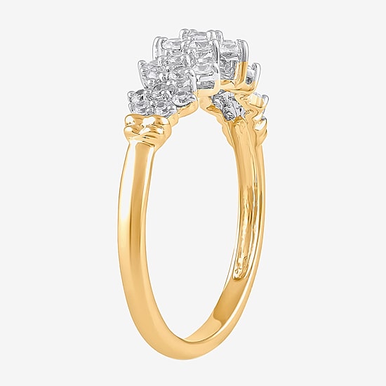 (I, I2) Womens 3/8 CT. T.W. Lab Grown White Diamond 14K Gold Over Silver Cluster Cocktail Ring