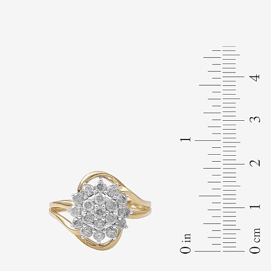 (I, I2) Womens 1 CT. T.W. Lab Grown White Diamond 14K Gold Over Silver Cocktail Ring