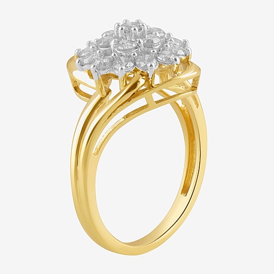 (I, I2) Womens 1 CT. T.W. Lab Grown White Diamond 14K Gold Over Silver Cocktail Ring