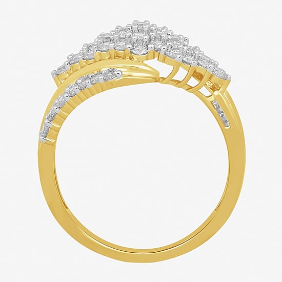 (I, I2) Womens 1 CT. T.W. Lab Grown White Diamond 14K Gold Over Silver Cluster Cocktail Ring