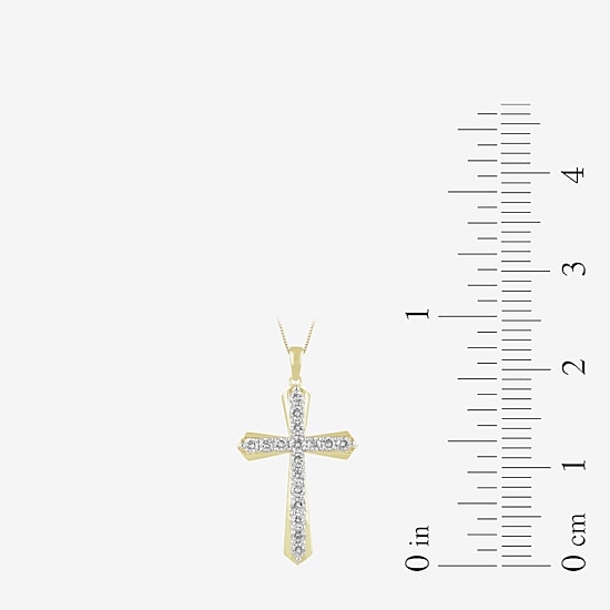 Cross (I,I2) Womens 1 CT. T.W. Lab Grown White Diamond 14K Gold Over Silver 18 Inch Pendant Necklace