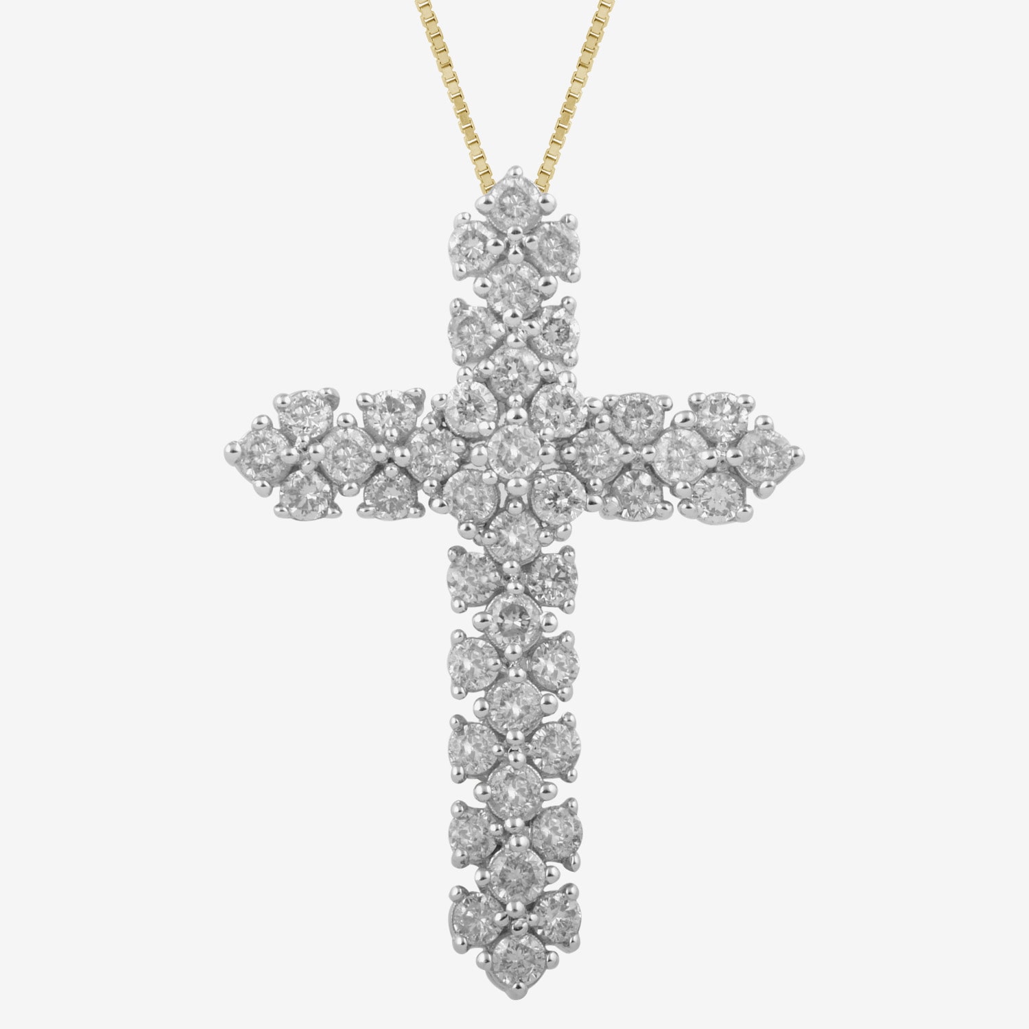 Cross (I, I2) Womens 1 CT. T.W. Lab Grown White Diamond 14K Gold Over Silver Cross 18 Inch Pendant Necklace